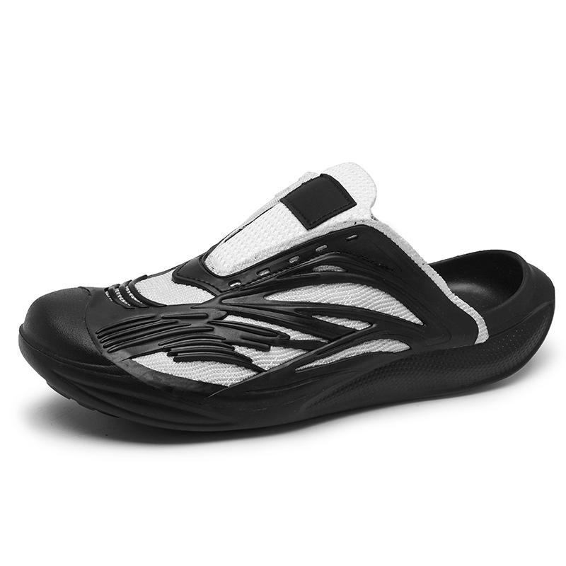

2025 Новые летние дышащие лоферы без задника, тапочки, полуботинки для мужчин, мюли, мужские шлепанцы на толстой подошве, мужские полуботинки для повседневной носки 39