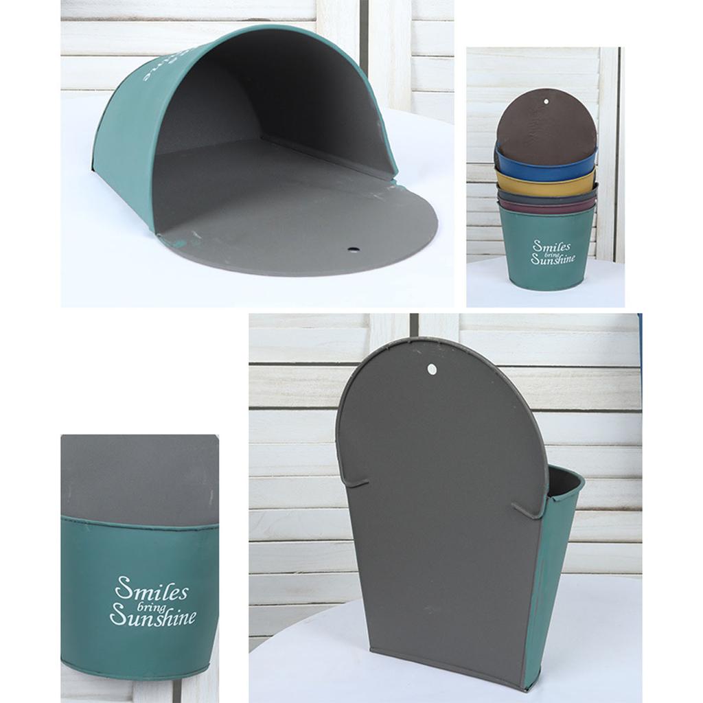 Ghiveci de fier montat pe perete, ghiveci de flori, jardineră creativă suspendată pe perete, ghiveci mic semicircular, decorațiune de perete pentru grădină