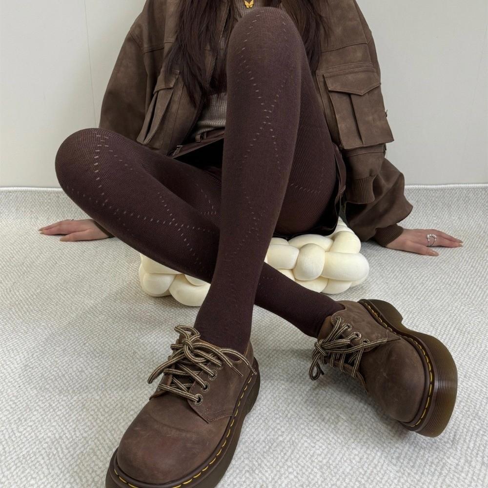 Fashionable Argyle Tights Breathable Basic Pantyhose Jacquard Knitted Stockings  Autumn Winter