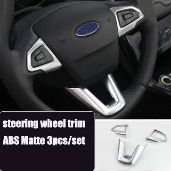 Cotochsun 3pcs/set Car-styling ABS Chrome Steering Wheel Cover Decoration Sticker Case For Focus 3 KUGA Ecosport (2016-2017)