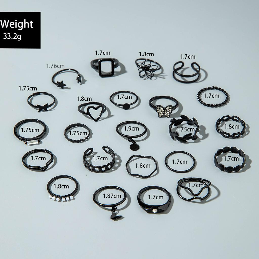 Accessories Butterfly Dark Love Open Multi-joint Stacked Ring Set