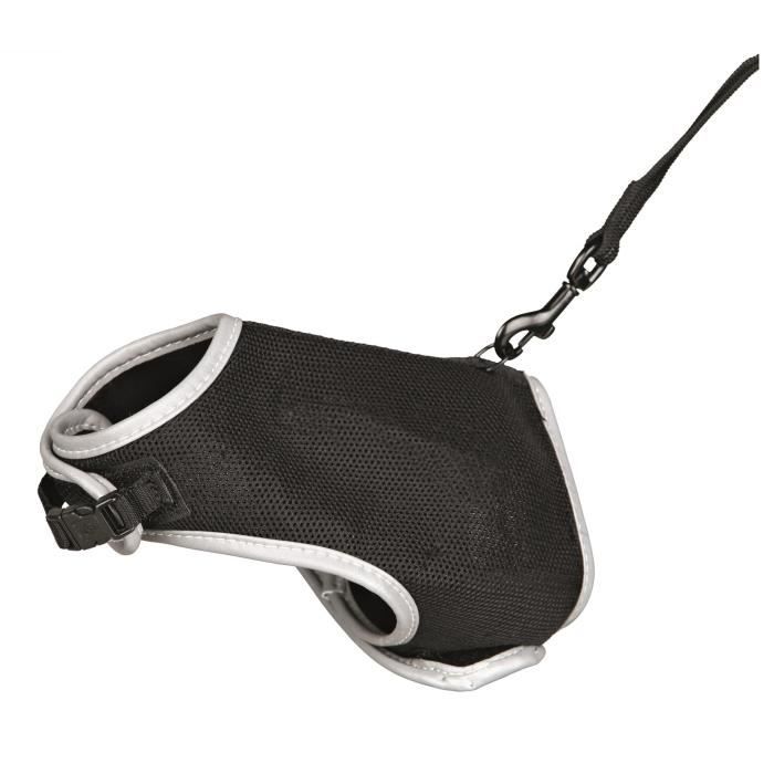 Harnais doux avec laisse - TRIXIE - Rouge et noir - Pour chat - Laisse extensible - Tissu