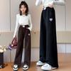 Girls' 2025 Autumn/Winter Fashionable Fleece-Lined Wide-Leg Pants