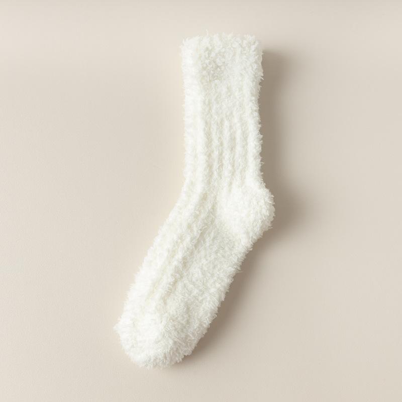 Women Winter Thickened Warm Not Foot Not Hair Coral Wool Home Sleep Tube Moon Socks