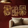 3 Pezzi Arte Murale Metallica Floreale Nero Oro, Pannelli in Ferro Botanico Retro per Soggiorno Camera da Letto Decorazione Matrimonio, Elegante Regalo di San Valentino Durevole