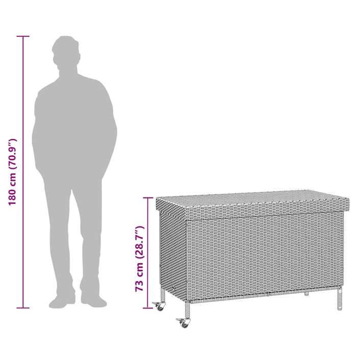 VidaXL Garden Storage Box and Wheels Light Grey Woven Resin, Outdoor Storage Box, Storage 4103830