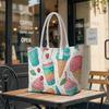 Summer Sweet Dessert Print Tote Bag Cute Ice Cream Pattern Daily Handbag 