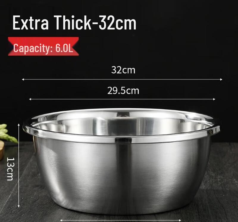 TLXT Non-Magnetic Stainless Steel Extra Thick 30cm Multipurpose Bowls (Set of 2)