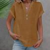 Camicia da donna a maniche corte con colletto alla coreana tinta unita, estate 2024