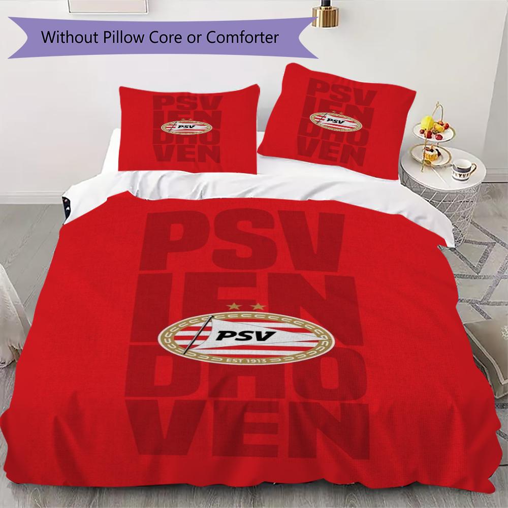 Juego de Funda Nórdica y Funda de Almohada con Estampado del PSV Eindhoven Decoración del Hogar Regalo de Cumpleaños (1 * funda de edredón + 2 * fundas de almohada sin relleno)122