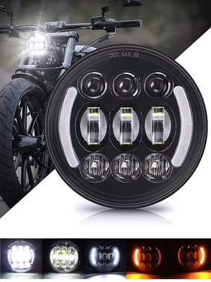 Chelhead 5,75" LED světlomet Harley Žlutá/Bílá Přepínač s kroužkem Černý Dyna Wide Glide FXDWG Sportster 1200 Low XL ..