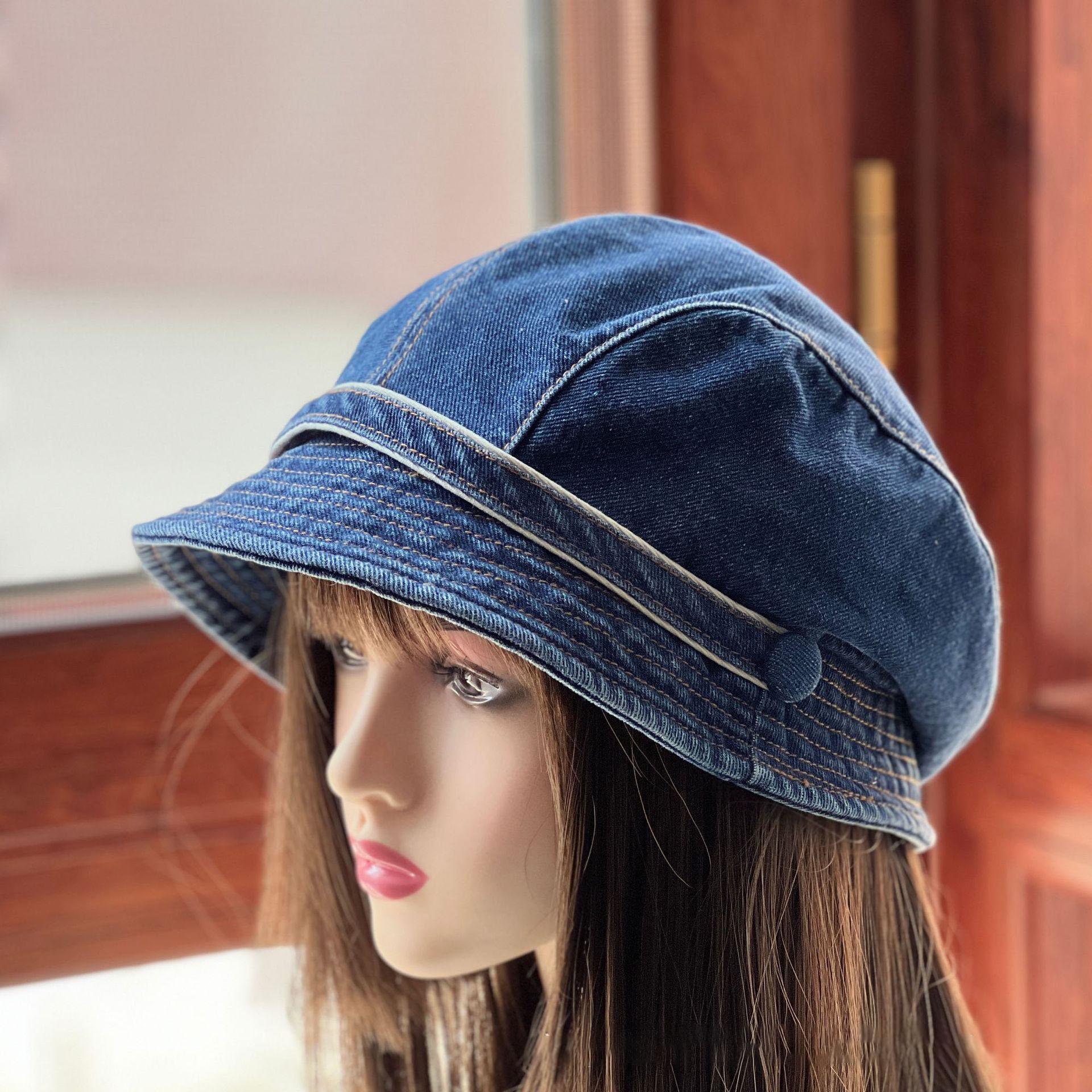

Vintage Cowboy Duck Tongue Stacked Hat Outdoor Casual Spring and Autumn Street Style Beret Women s Face Show Small Painter Hat adult темно-синий