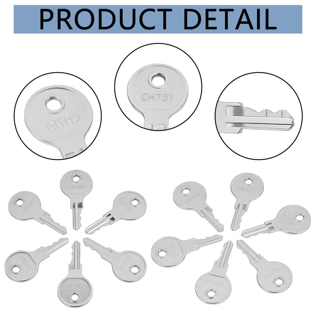 12 Pcs CH751 Key, CH751 Universal Replacement Keys for RV Compartments Campers Door Hatch RV Doors Cabinets Storage Boats Trailers Tool Boxes