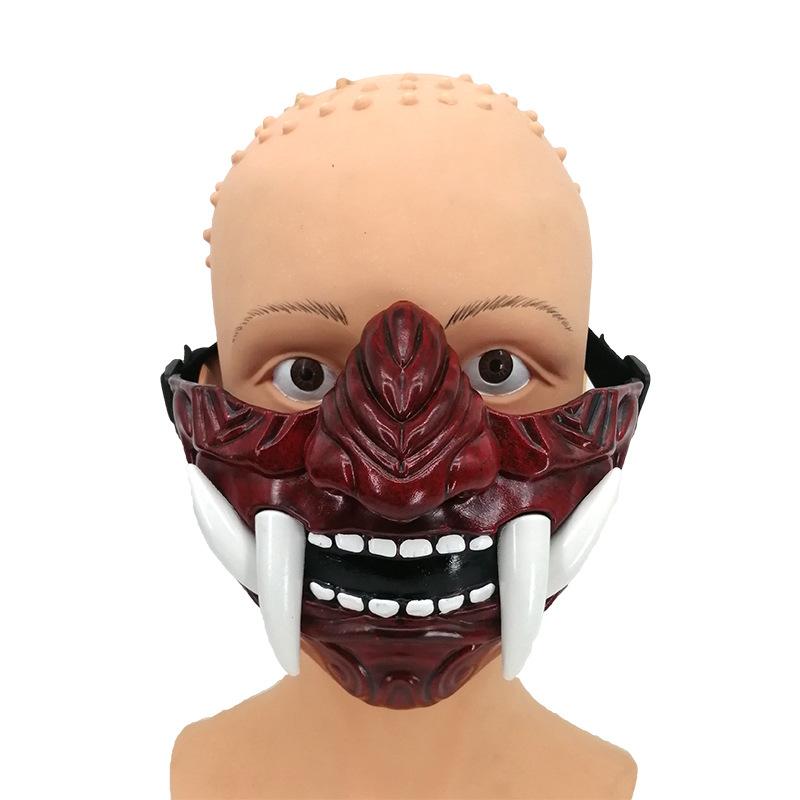 Halloween Red Prajna Mask cosplay Japanese-style half-face Hannya mask for parties and events