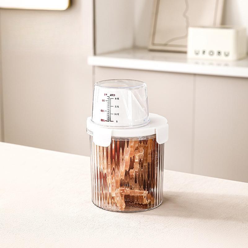 

Бытовой мерный стакан для корма для кошек и собак, влагонепроницаемая герметичная банка, перевернутое не протекающее прочное ведро для порционирования Small