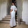 European and American New Women's Clothing Summer French Temperament Slim-fitting Splicing A-word Dress Long Dress