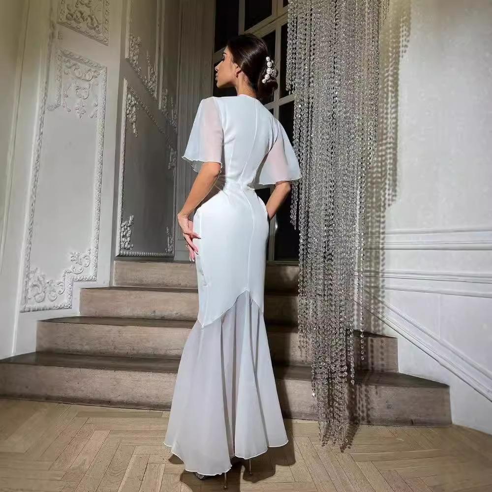 European and American New Women's Clothing Summer French Temperament Slim-fitting Splicing A-word Dress Long Dress