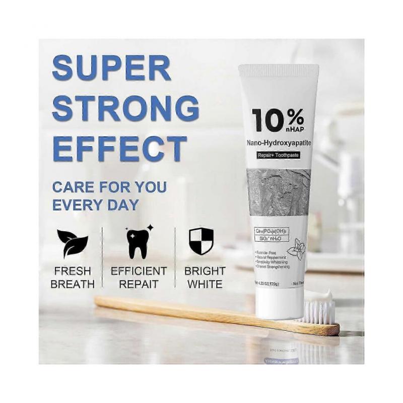10%nHAP Nano Hydroxyapatite Toothpaste Fluoride-Free Enamel Repair Whitening Toothpaste, Cool Mint Fresh Breath