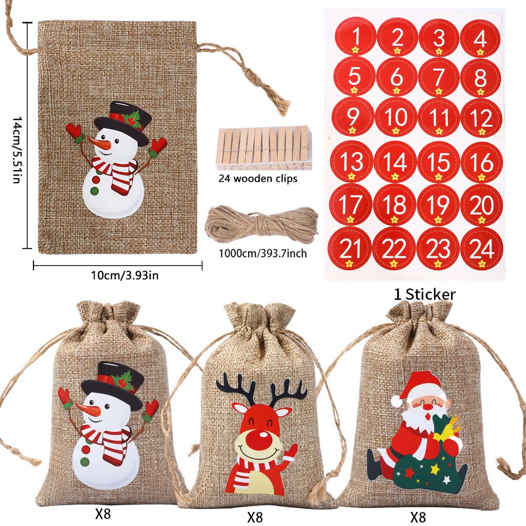 Christmas Gift Bags with Drawstring Closure - Santa, Reindeer, Snowman Designs -  Bonbons Verpakking Packaging Gift Bags