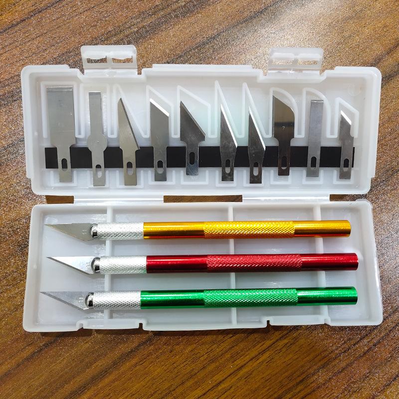 13 Pcs Sets Aluminum Rod Carving Knife Paper-cut Carving Small Carving Knife Tool Set Handmade Art Knife Model Tool Blade
