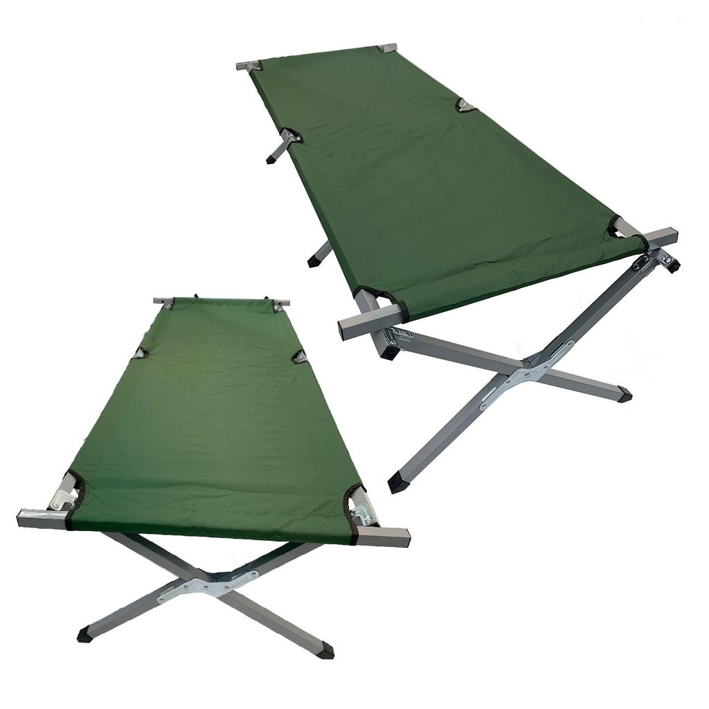 Outdoor Folding Bed Portable Folding Camping Cot Ultra Light Camping Lunch Bed Green