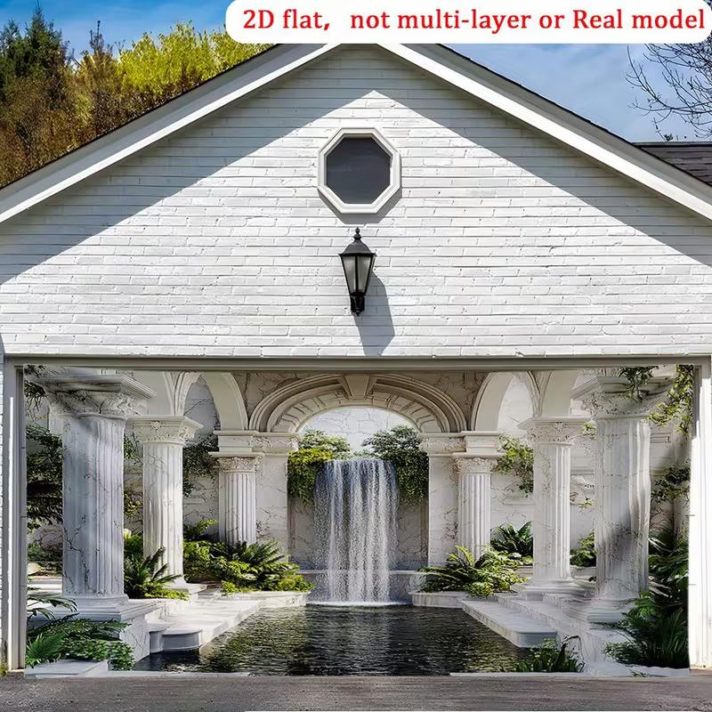 2D Classic Column Waterfall Wall Tapestry Archway Landscape Background Cloth