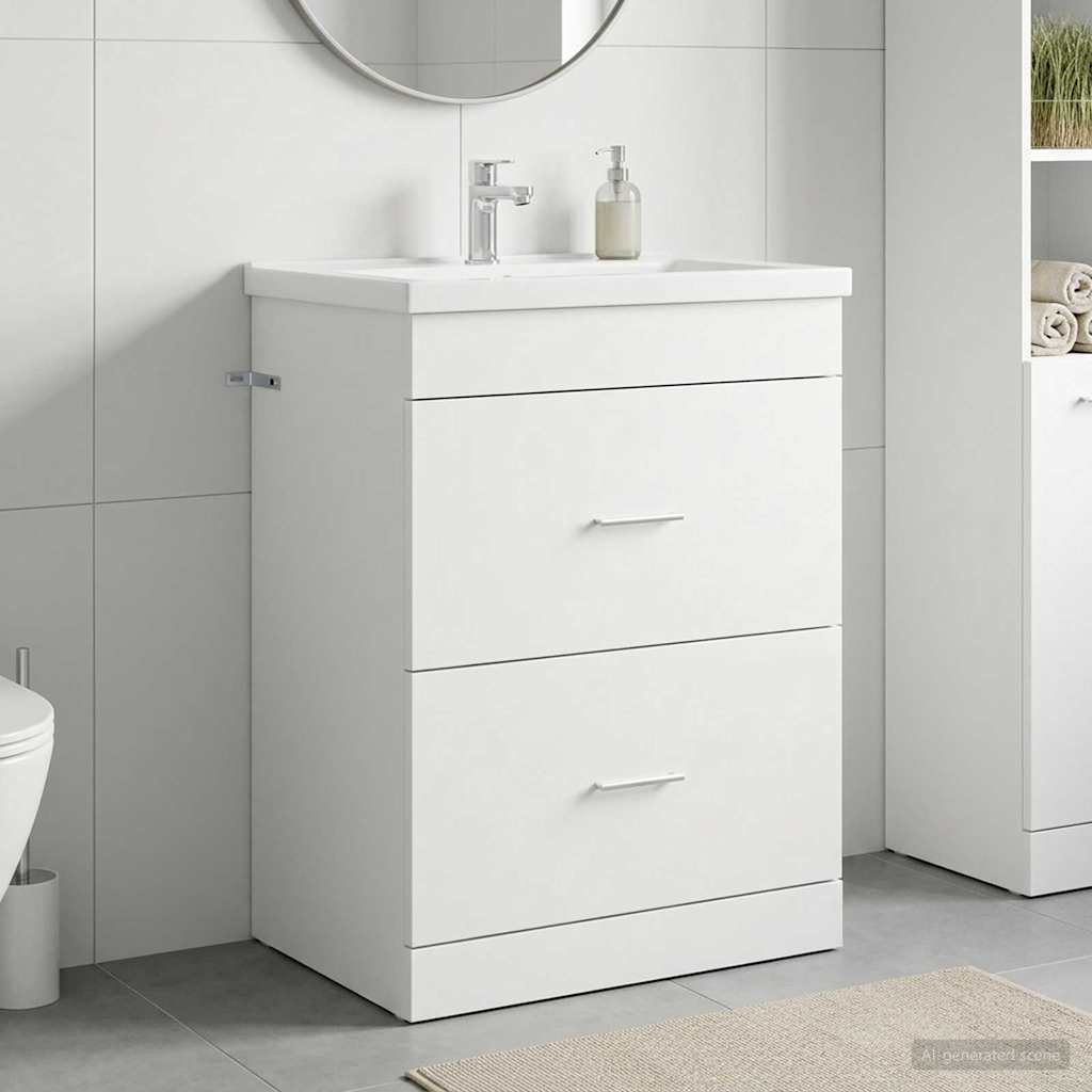 Bathroom Vanity Unit White 56 X 37.5 X 81 Cm Particleboard