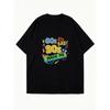 Oversized T Shirt Black 80s Baby 90s Made Me Retro Graphic Print Casual Streetwear Fashion Top For Women