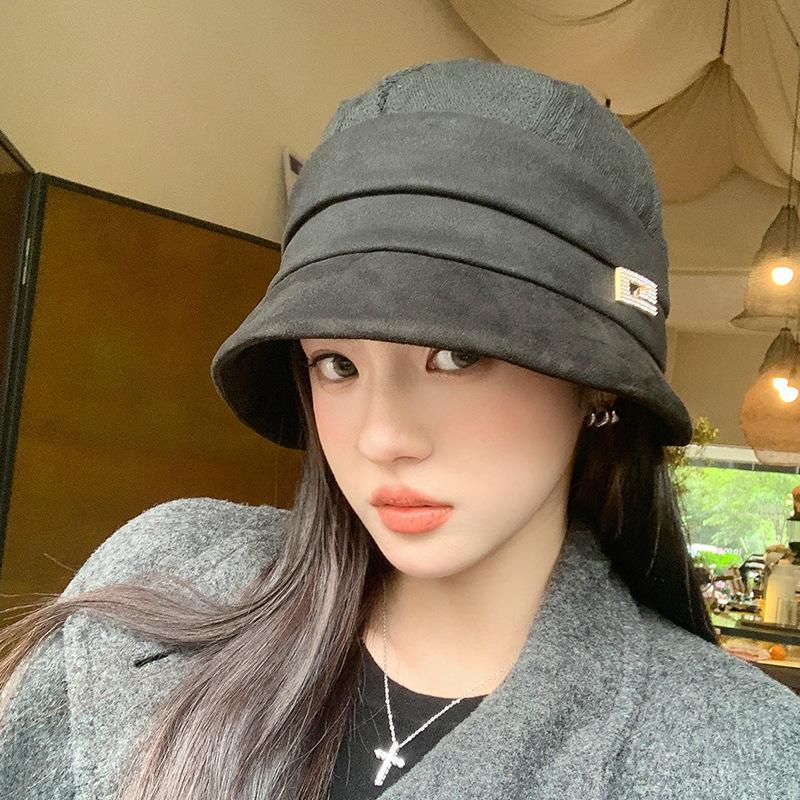 Korean Classic Simple Commuter Hat Feminine Gentle Temperament Wide-brimmed Basin Hat Autumn and Winter New Plain Versatile Bucket Hat