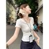 Yellow V-Neck Front Shoulder Short Sleeve T-Shirt Women's Summer Small T-Shirt Top