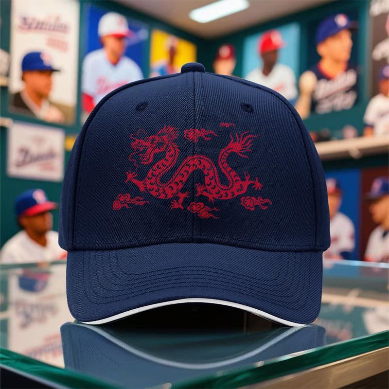 Red Dragon Graphic Baseball Cap Polyester Breathable Outdoor Adjustable Unisex Sport Hat