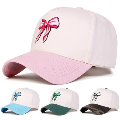 Unisex Bow Embroidery Baseball Caps Adjustable Casual Hats Spring and Autumn Outdoor Sunscreen Hat