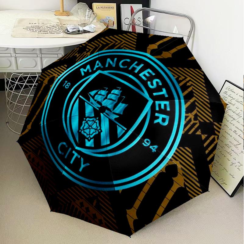 1PC Manchester City F.C Printed Umbrella Folding umbrella, automatic umbrella 8-Frame for Travel, camping Fan gifts Christmas Gifts