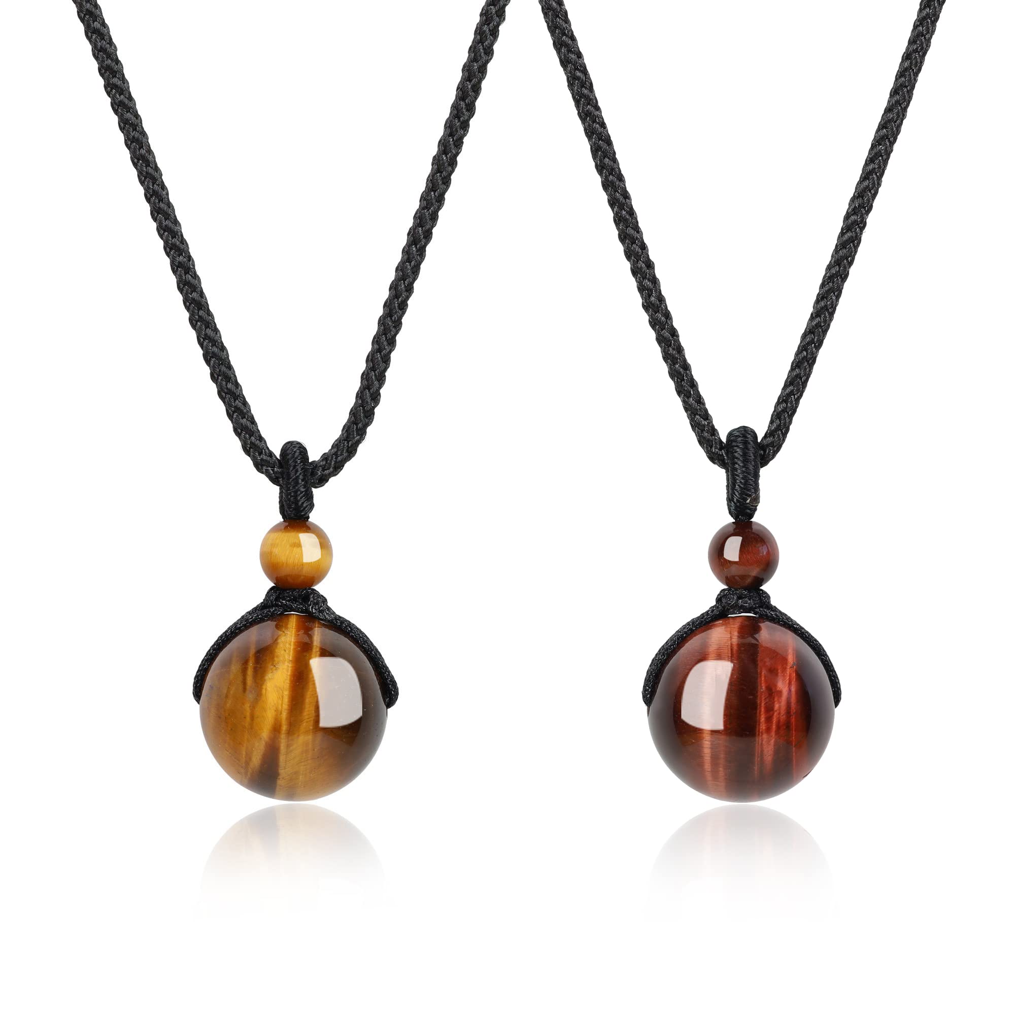 

COAI 16mm Tiger Eye Red Tiger Eye Pair Necklace for Good Fortune [COAI]