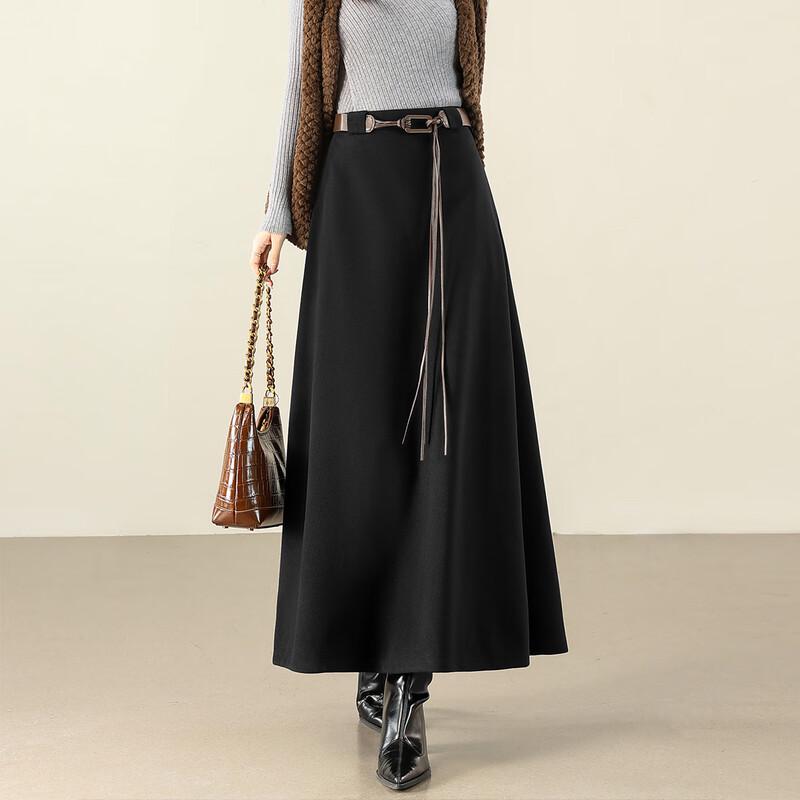 TERRE BLEUE 2025 Winter A-line Woolen Midi Skirt M