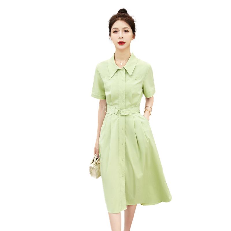 Sommer Koreanische Drape Taille Schlank Langes Kleid für Frauen - HF2510