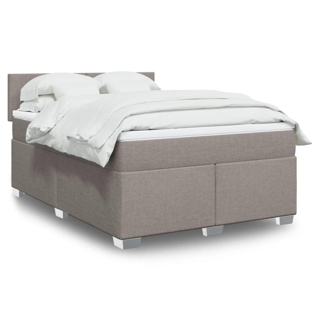 Box Spring Bed with Mattress Taupe 140 x 200 cm Fabric