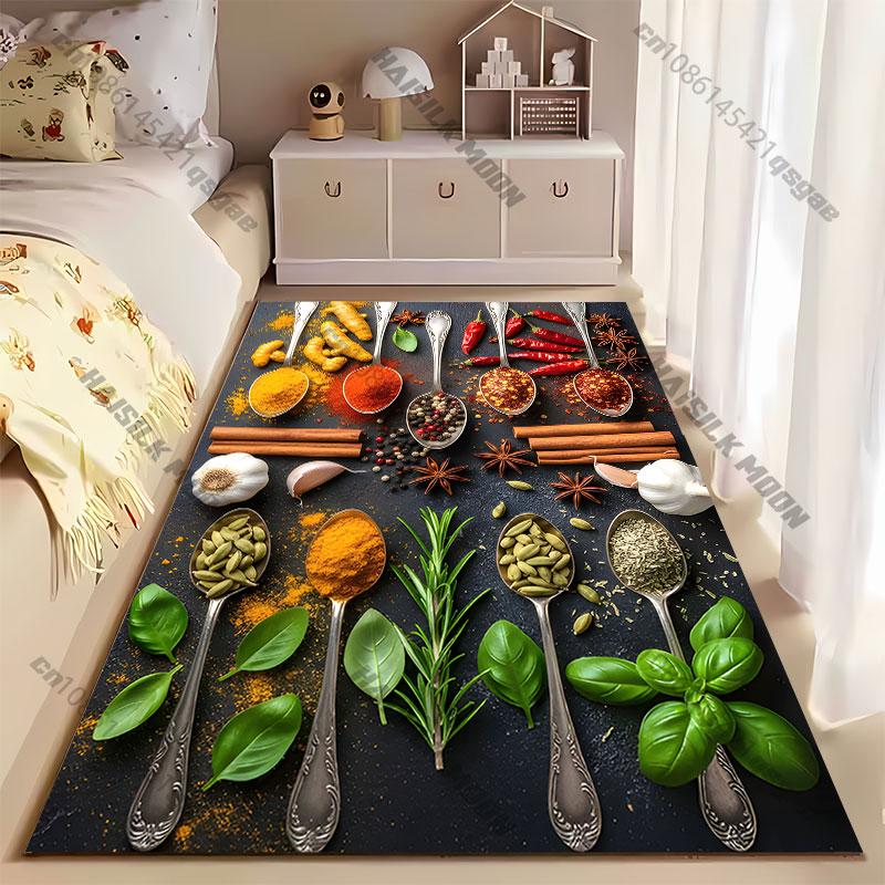 Colorful Assortment of Aromatic Spices Carpet Yoga Living Room Room Decor Children's Crawling Mat Doormat Area Rug
