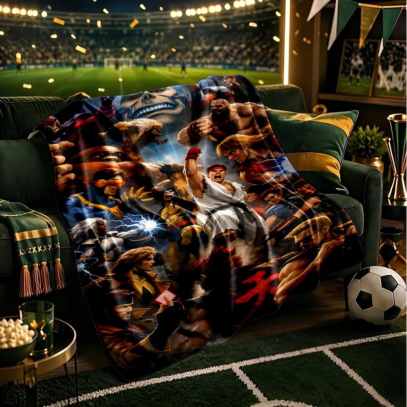 Game Fighter In Action Blanket Lightweight Ideal Bedding Blanket Perfect for Travel, Camping, Living Rooms, Offices, Sofas, Fan Christmas gift