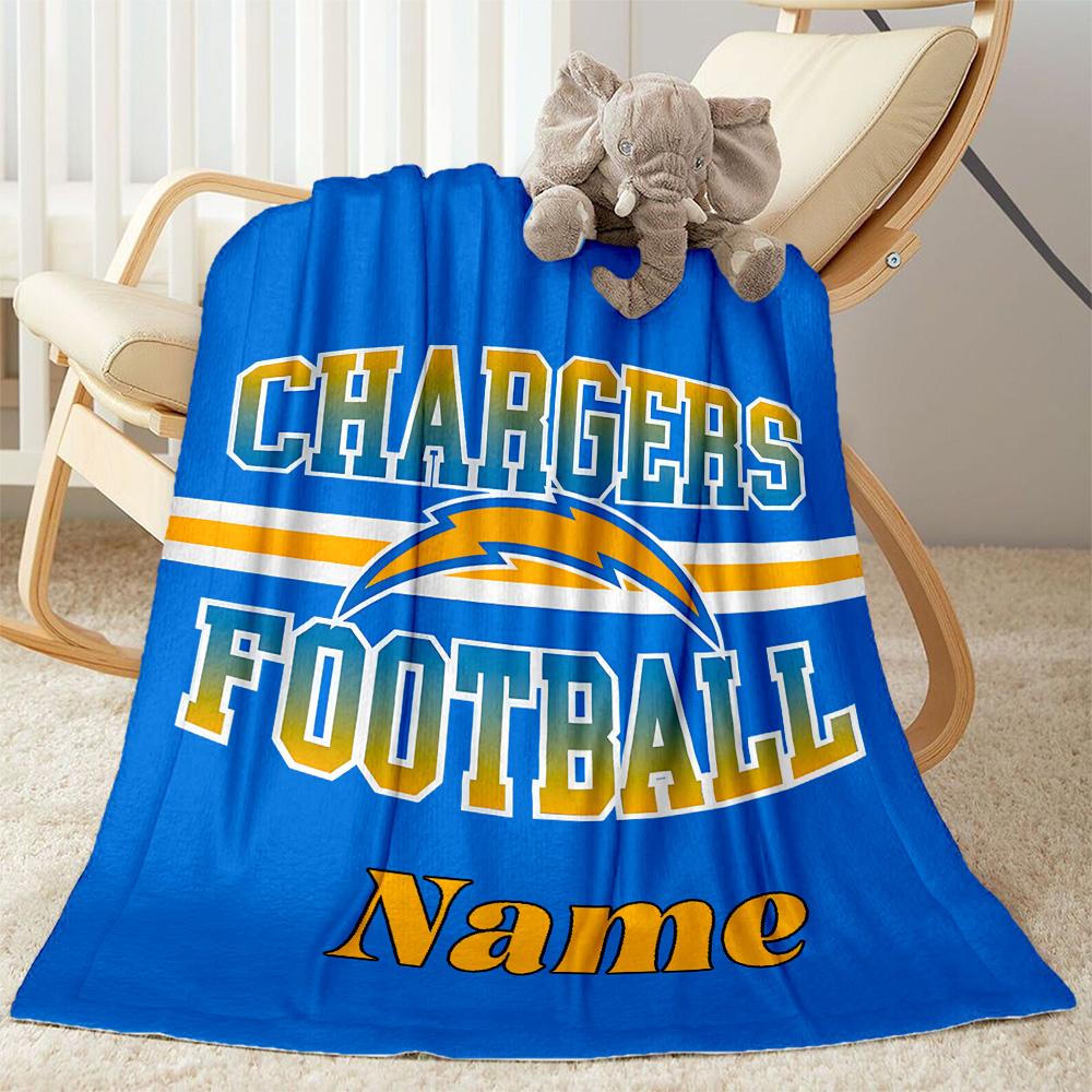 Chargers Football Team Personalized Name Blanket Cozy Personalized Blanket Warmthful Decor Throw For Bedding Seaside Bed Home Decor for All Occasions