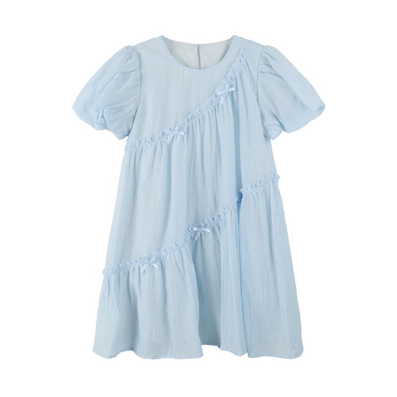 Sommer-Puffärmel-Rüschenkleid für Mädchen