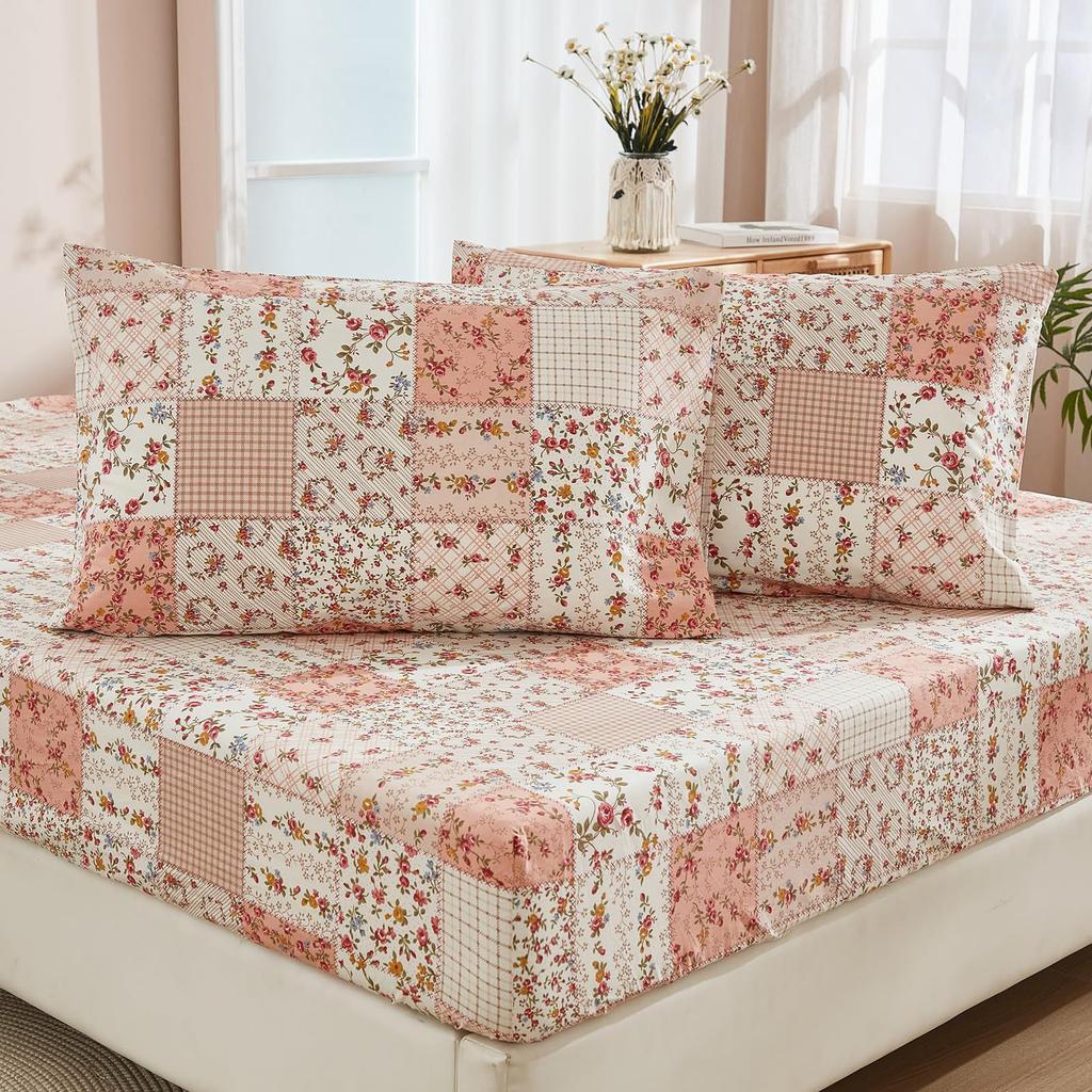 Simple And Fresh Flower And Plant Pattern Bed Hat Three-Piece Digital Printing Bedding Set Children And Adults
