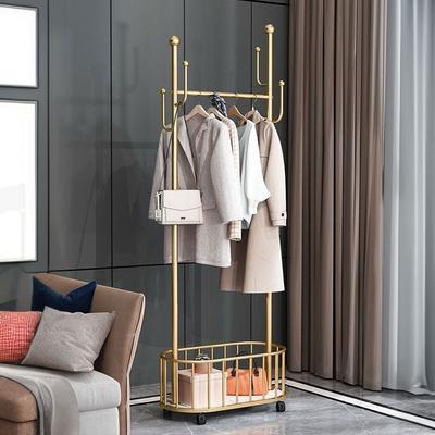 Clothes Rack with Basket Coat Stand Movable Clothes Rail with Wheel for Coats Skirts Shirts Sweaters