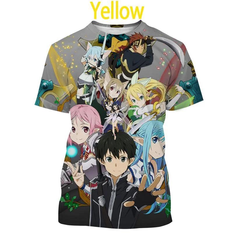 Print Sporty Quick-dry Breathable Men T-shirt Sword Art Online Animation Casual Harajuku Y2K Street Short Sleeve Clothing Top