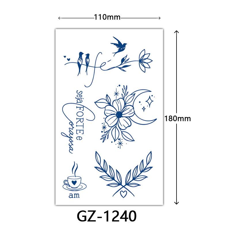 Herbal Tattoo Stickers, Juice Tattoo Stickers, Semi-Permanent English Letter Tattoo Stickers Tattoo
