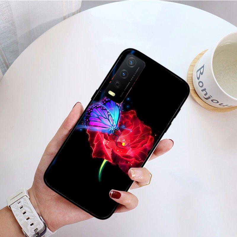 Red Butterfly Roses Flower Phone Cover For Vivo Y31 Y30 Y33S Y11S Y12S Y17 Y20 Y20S Y21S Y1S Y53S Y15 Y19 Y91C V23 Cases Coque