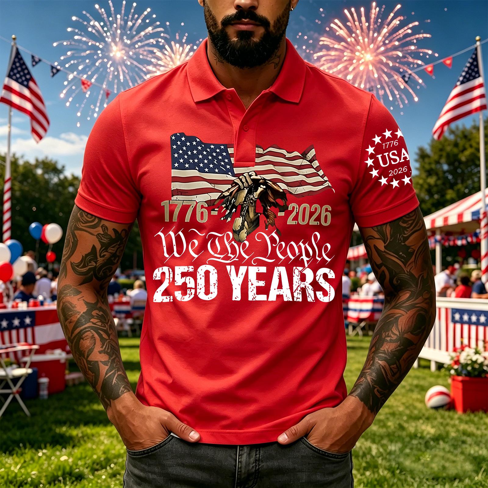 

Men s Casual Short Sleeve Polo Shirt Independence Day Graphic Print Lightweight Breathable Fabric Classic Fit M красный