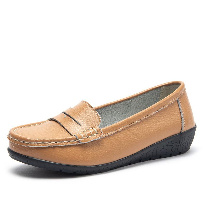 Leather Womens Loafers With Soft Pu Insole For Casual Summer Wear