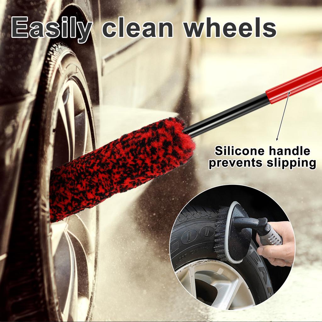 Car Wheel Cleaning Brush Non-scratching Car Wash Super Brush Portable Detailing Brush Car Maintenance Cleaning Tools