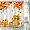 Fall Maple Leaves Shower Curtains Rustic Farm Truck Sunflower Pumpkin Squirrel Autumn Thanksgiving Bathroom Decor Set With Hooks
